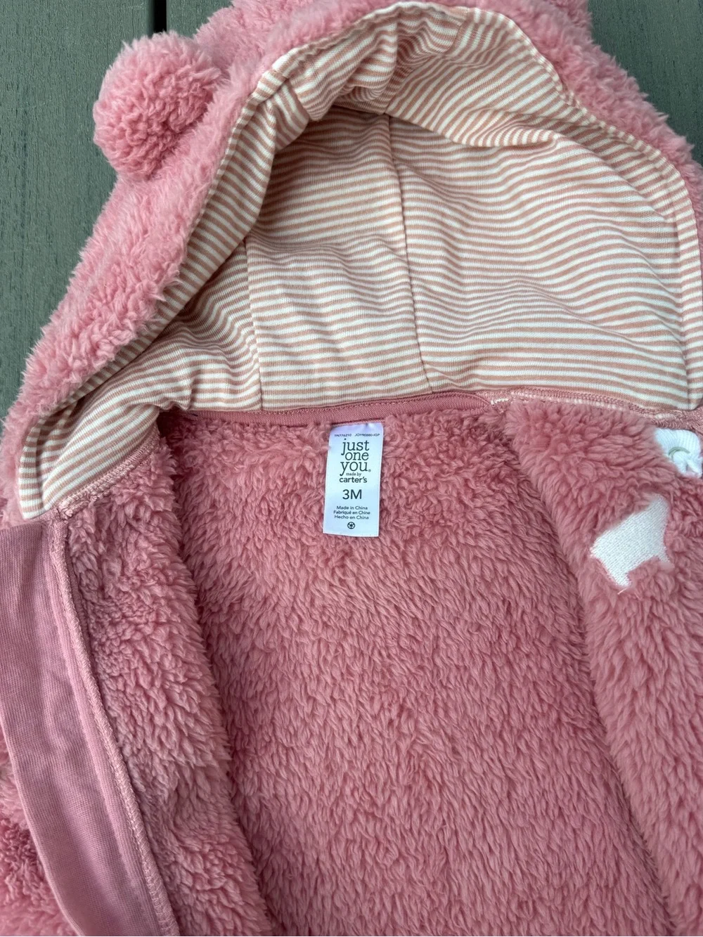 Just One You by Carters Pink Sherpa Pram Snowsuit Bodysuit Fleece Size 3 Months